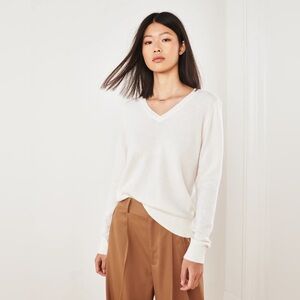 Quince Mongolian Cashmere V-Neck Sweater Ivory Size XS